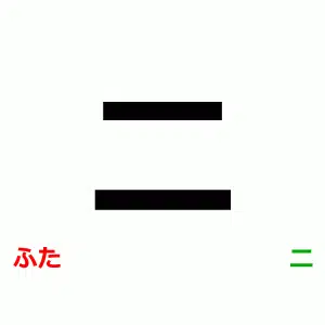 二、ふた、に, Japanese kanji 二