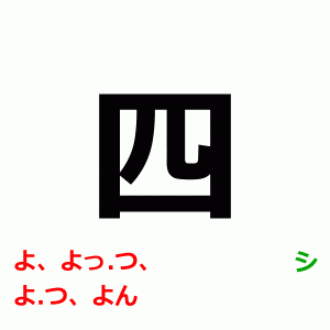 四, よ, よっつ, よつ, よん, シ