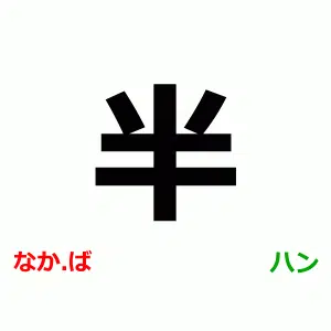 N5 Japanese Kanji, 半, なかば, ハン