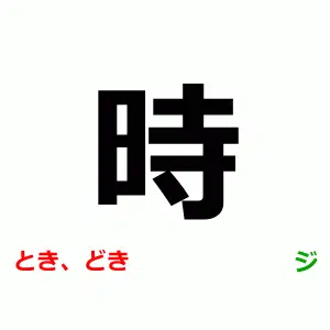 N5 Japanese Kanji, 時, とき,どき, ジ