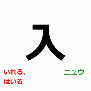 いれる, はいる, にゅう, 入 readings, N5 kanji practice